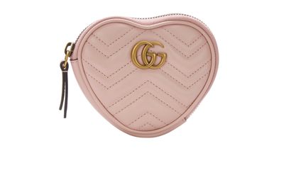 Gucci GG Marmont Heart Shaped Coin Purse, &pound;280, Accessories, Pink, Leather, Front view